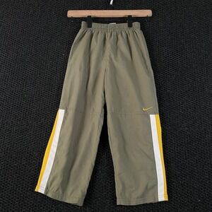 Vintage Nike Kids Track‎ Pants Joggers Athletic Olive Green Yellow White Size 6